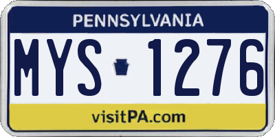 PA license plate MYS1276