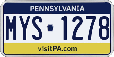 PA license plate MYS1278