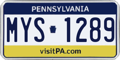 PA license plate MYS1289