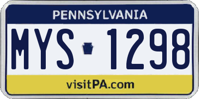 PA license plate MYS1298