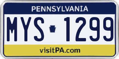 PA license plate MYS1299