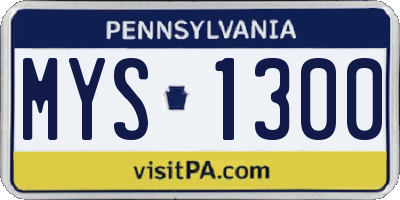 PA license plate MYS1300