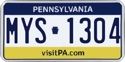 PA license plate MYS1304