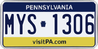 PA license plate MYS1306