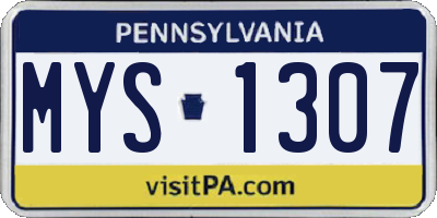 PA license plate MYS1307