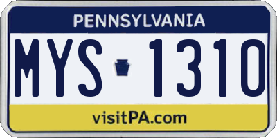 PA license plate MYS1310