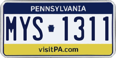 PA license plate MYS1311