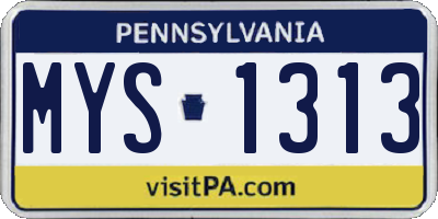 PA license plate MYS1313