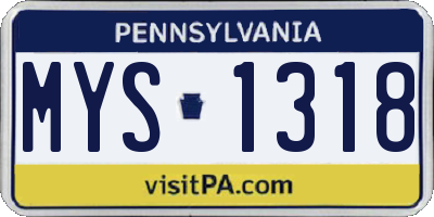 PA license plate MYS1318