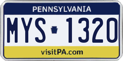 PA license plate MYS1320