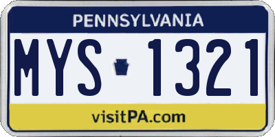 PA license plate MYS1321