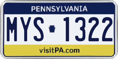 PA license plate MYS1322