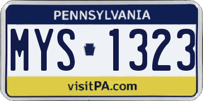 PA license plate MYS1323