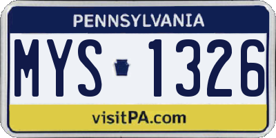 PA license plate MYS1326