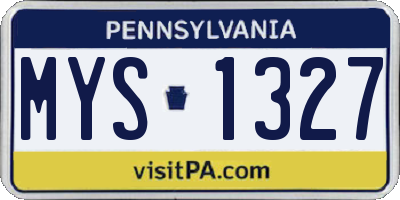 PA license plate MYS1327