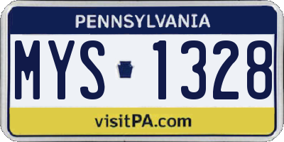 PA license plate MYS1328