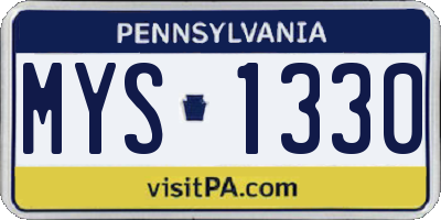PA license plate MYS1330