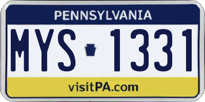 PA license plate MYS1331
