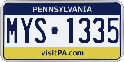 PA license plate MYS1335