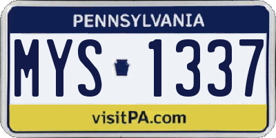 PA license plate MYS1337