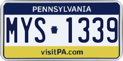 PA license plate MYS1339