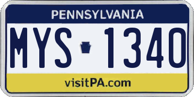 PA license plate MYS1340