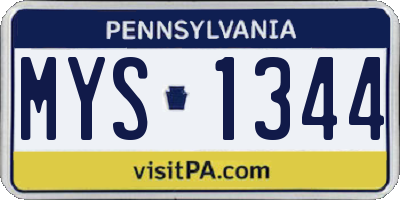 PA license plate MYS1344