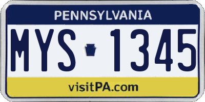 PA license plate MYS1345