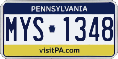 PA license plate MYS1348