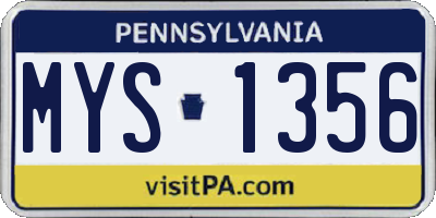 PA license plate MYS1356