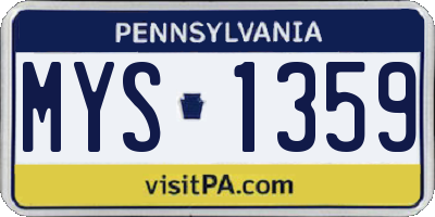 PA license plate MYS1359