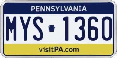 PA license plate MYS1360