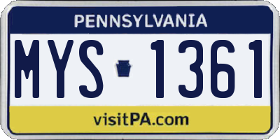 PA license plate MYS1361