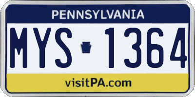 PA license plate MYS1364