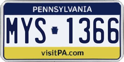 PA license plate MYS1366