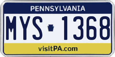 PA license plate MYS1368