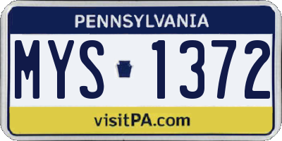 PA license plate MYS1372