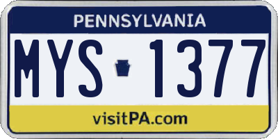 PA license plate MYS1377