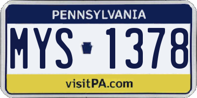 PA license plate MYS1378