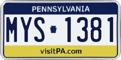 PA license plate MYS1381