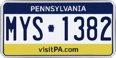 PA license plate MYS1382