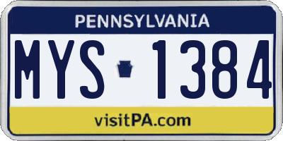 PA license plate MYS1384