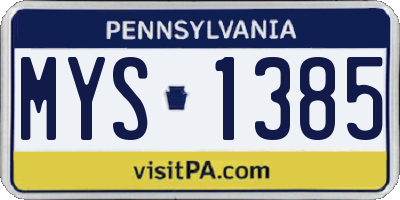 PA license plate MYS1385