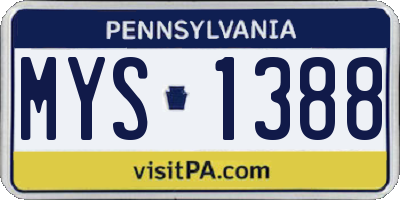 PA license plate MYS1388