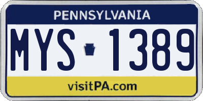 PA license plate MYS1389