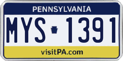 PA license plate MYS1391