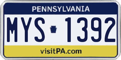 PA license plate MYS1392
