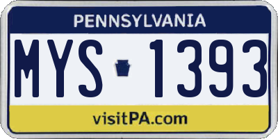 PA license plate MYS1393