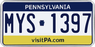 PA license plate MYS1397