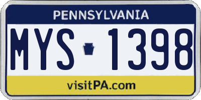 PA license plate MYS1398